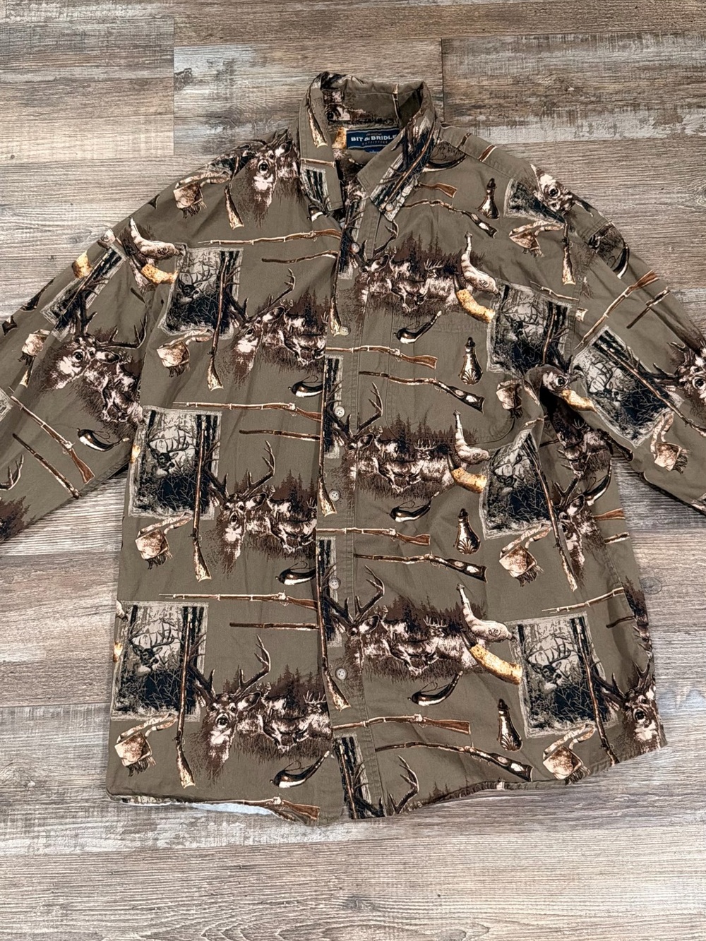 Bit & Bridle Olive Camo Wildlife Print Shirt Jacket